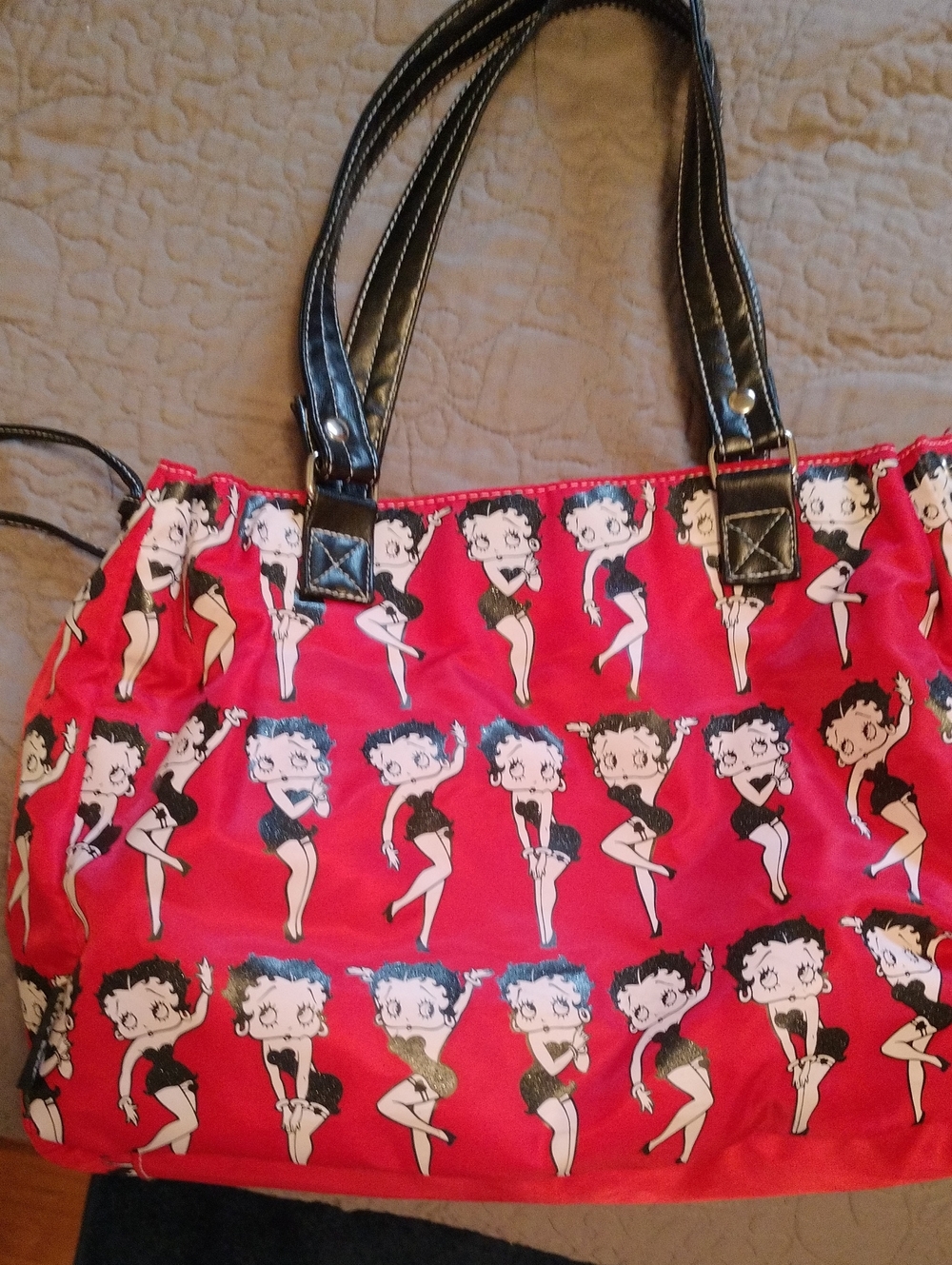 Betty Boop Red Tote Bag with Black Handles